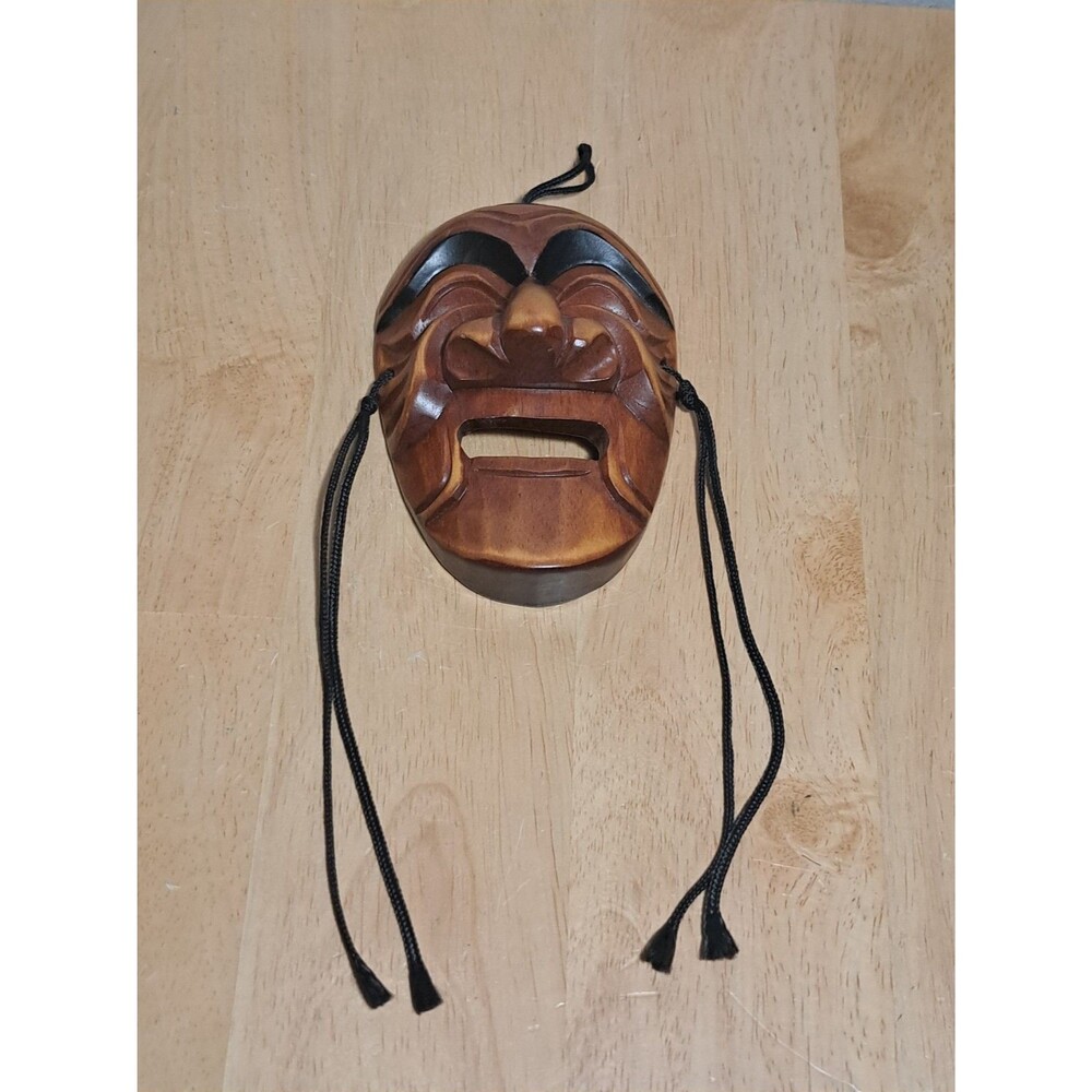 Vintage Korean Traditional Hahoe 5"1/2 Hand Carved Wooden Face Mask Yangban